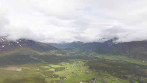 Drone-shot-from-Norwegian-valley-on-a-cloudy-day