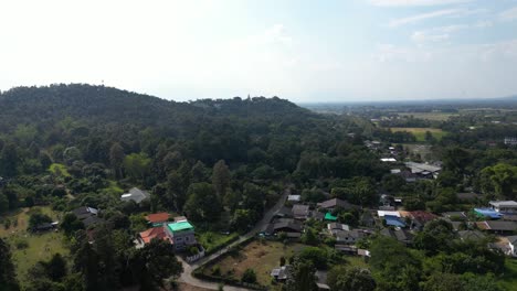 Drone-view-over-typical-Thai-landscape-on-blue-sky-day