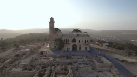 Tomb-of-Samuel,-jerusalem,-israel---Close-Up-Parallax-at-Sunset-#009