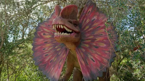 Dilophosaurus-Lebensgroße-Animatronische-Kopf--Und-Körperbewegung,-4k,-60-Fps