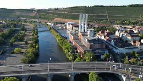 Hauptfluss-Und-Wuzburg,-Deutschland-Wärmekraftwerk