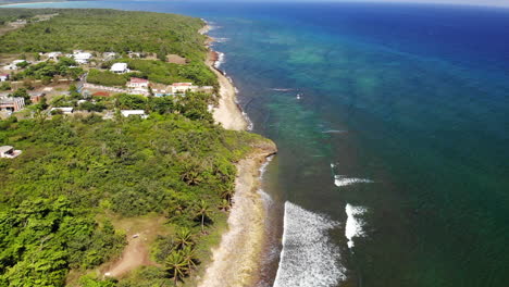 Puerto-Rico-Coastline,-beach,-sand,-and-trees