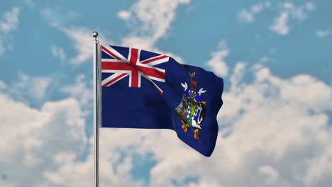 South-Georgia-flag-waving-in-the-blue-sky-realistic-4k-Video