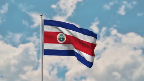 Costa-Rica-flag-waving-in-the-blue-sky-realistic-4k-Video