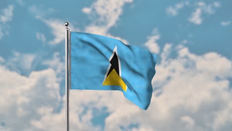 Saint-Lucia-flag-waving-in-the-blue-sky-realistic-4k-Video