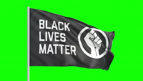 Black-lives-matters-flying-flag-with-green-screen-at-background