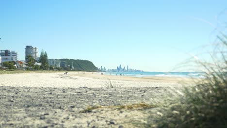 Beachfront-Hotels-Near-The-Blue-Ocean---Surfers-Paradise-Skyline---Gold-Coast-Beach---Queensland,-Australia