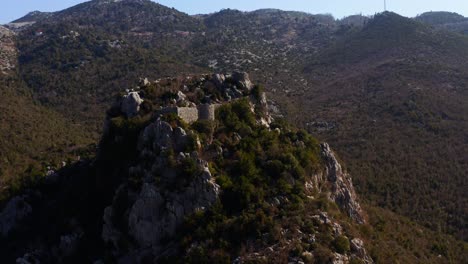 aerial-shot-of-the-castle-on-the-top-of-the-mountain