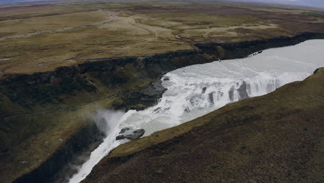 Drone-footage-of-a-waterfall-in-the-continental-divide-in-Iceland