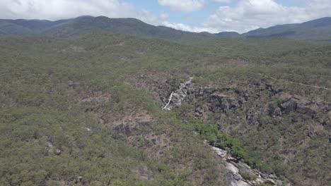 Panoramic-view-on-Davies-Creek-Falls-at-Davies-Creek-National-Park,-Queensland,-Australia---aerial-drone-shot