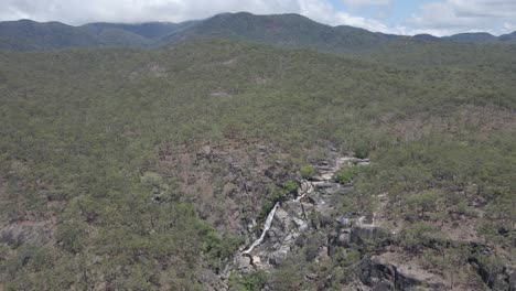 High-Altitude-Shot-Of-Davies-Creek-Falls---Waterfall---Bare-Hill-Conservation-Park---QLD---North-Queensland---Australia
