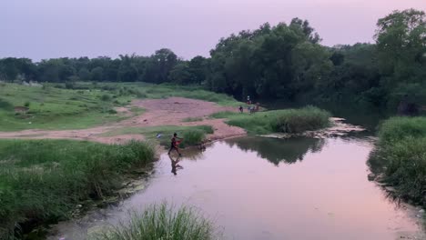 Río-Kopai-En-Bengala-Occidental-Durante-La-Puesta-De-Sol
