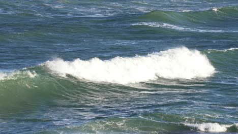 4K-Slow-Motion-Of-Ocean-Waves-Crashing-Creating-White-Wash-In-Blue-Sea