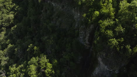 Cascadas-En-Montañas-Rocosas-Cubiertas-De-Densa-Vegetación-En-El-Parque-Central-De-Borjomi,-Georgia