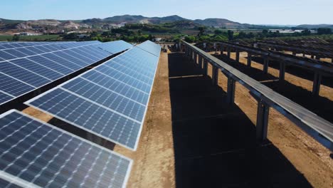 Solar-Power-Plant-Park,-Cinematic-Aerial-View-of-Big-Solar-Panels-Array,-Revealing-Drone-Shot