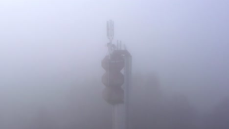 Telecommunication-tower-antennas,-signal-broadcasting-in-bad-weather-conditions