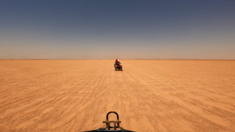 Off-Road-Quad-Bikes-Safari-in-a-Clean-Desert-in-Egypt-near-Hurghada,-Horizon-View