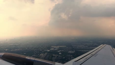 View-outside-an-aircraft-flying-over-Bangkok