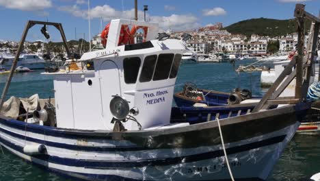 Close-up-Traditional-Spanish-Fishing-Boat-at-Puerto-de-La-Duquesa-in-Spain
