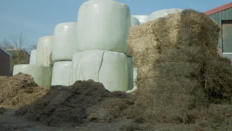 A-pile-of-haybales-standing-outside-on-a-sunny-day