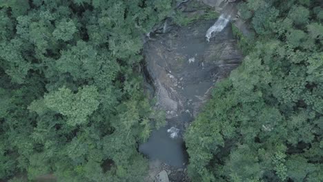 Slow-zoom-down-to-waterfall-in-Brazilian-Amazon-rainforest