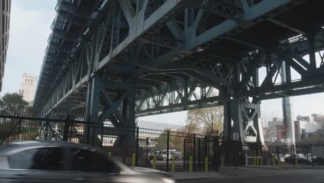 Cars-pass-under-the-Ben-Franklin-bridge