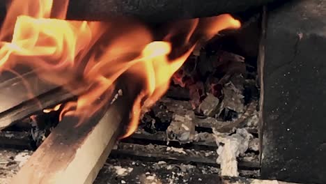 Slowmotion-View-of-Indian-traditional-style-hand-made-a-fireplace-to-cook-the-food-with-wood---coal-etc