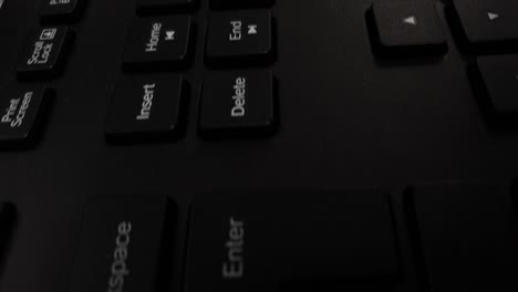 Modern-Computer-Keyboard,-Close-Up-Macro-Top-Slide-View