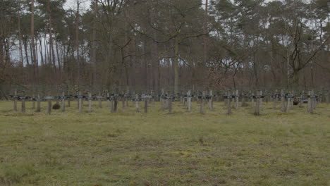 Pan-over-distant-gravestones-at-abandoned-graveyard