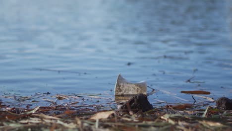 Plastic-Cup-Floating-in-Polluted-Lake
