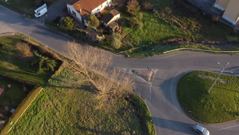 Aerial-view-of-the-small-double-roundabout-with-water-channel