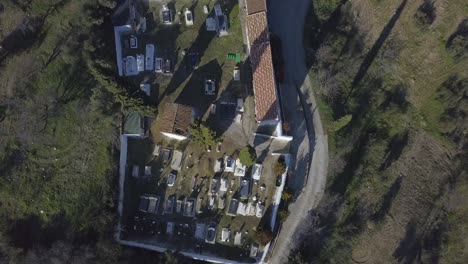 Aerial-overhead-view-of-an-old-graveyard-in-the-south-of-Spain