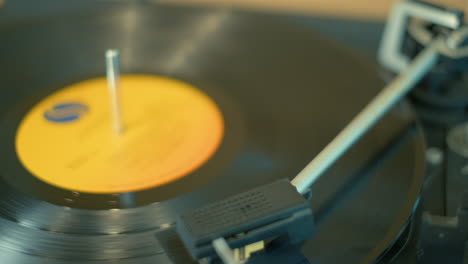 LP-Record-spinning-slowly-on-retro-turntable