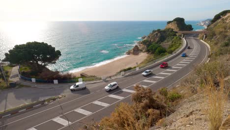 mediterranean-road,sea-views,green-vegetation,calella-,barcelona-beach