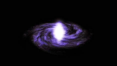 Langsame-Bewegung-Fliegt-Auf-Eine-Sich-Drehende-Lila-Galaxie-Mit-Sternen-Und-Wolkenringen-Zu