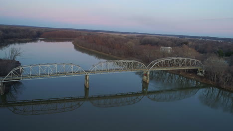 Aerial-view-of-New-Harmony-bridge-connecting-White-County,-Illinois-and-the-city-of-New-Harmony,-Indiana