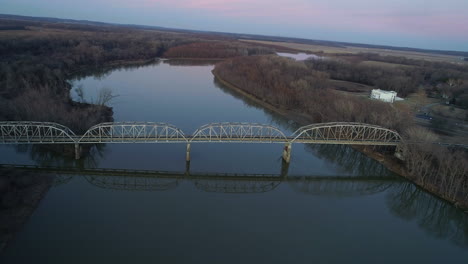 Aerial-view-of-New-Harmony-bridge-connecting-White-County,-Illinois-and-the-city-of-New-Harmony,-Indiana