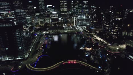 Perth-City-Elizabeth-Quay-at-night-drone-view