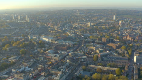 High-circling-aerial-shot-around-Camden-town-London