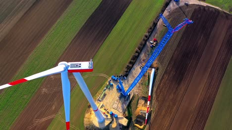 Construction-Of-A-Wind-Power-Station-At-Daytime---aerial-top-down