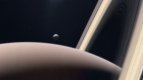 Encélado,-La-Luna-De-Saturno,-Saliendo-De-Detrás-Del-Planeta-Gigante-Gaseoso.