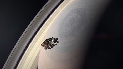 A-Large-Spaceship-Passing-by-the-Gas-Giant-of-Saturn