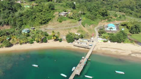 Drone-footage-of-Parlatuvier-Bay-located-at-the-north-western-end-of-Tobago,-is-a-hidden-gem