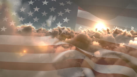 Flagge-Der-Vereinigten-Staaten-Winkt-Gegen-Himmel-Und-Wolken-4k