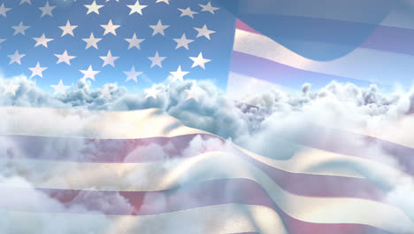 Flagge-Der-Vereinigten-Staaten-Winkt-Gegen-Himmel-Und-Wolken-4k
