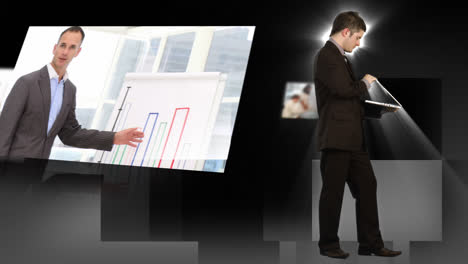 Montage-showing-businesspeople-at-a-presentation