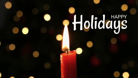 Happy-Holidays-text-and-burning-candle-4k