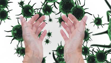 Hands-against-green-bacteria-cells-4k