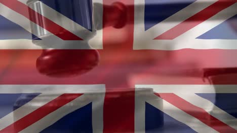 Digitally-animation-of-England-Flag-and-gavel-4k