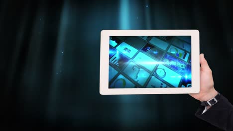 Digital-animation-of-frames-of-business-graphics-displayed-in-tablet-4K